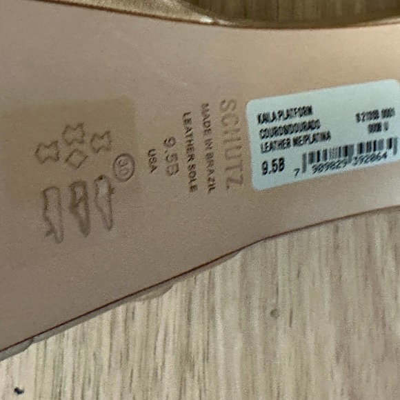 Schutz Gold Metallic Platform Sandal Size 9.5 Kaila Heels Disco Chunky High NEW - Picture 10 of 11